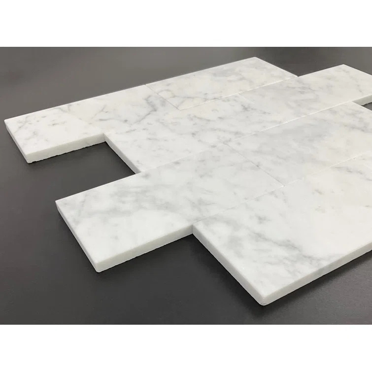3" x 6" White Cararra (Honed) Marble Subway Wall & Floor Tile | Wayfair North America