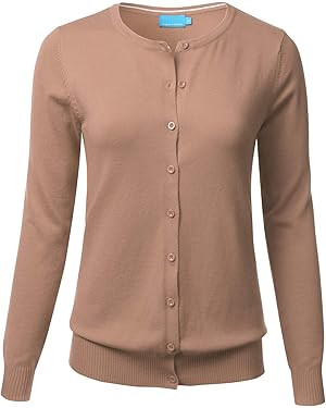 FLORIA Women's Button Down Crew Neck Long Sleeve Soft Knit Cardigan Sweater (S-3X) | Amazon (US)