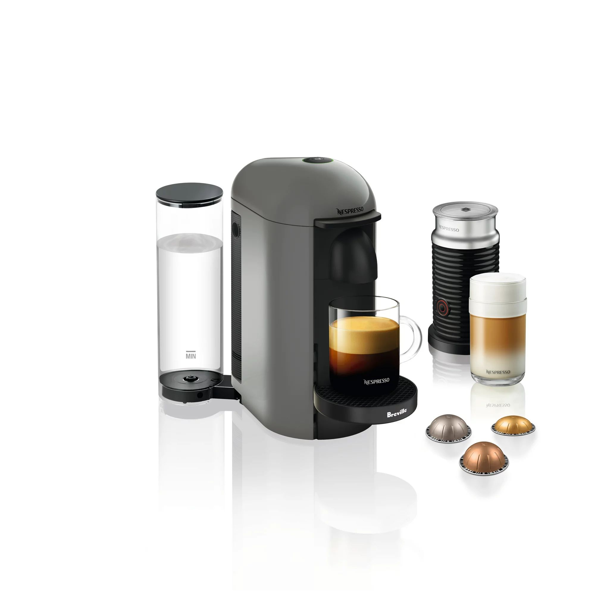 Nespresso VertuoPlus Coffee and Espresso Maker by Breville with Aeroccino Milk Frother, Grey | Walmart (US)