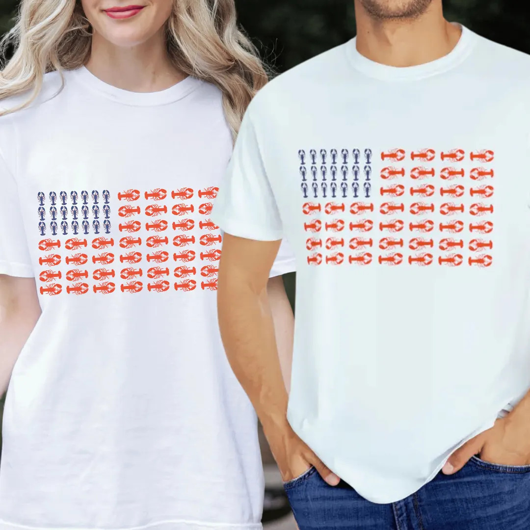 Lobster American Flag T- Shirt; New England Fourth of July Tee Shirt; Size S - 4XL; Women's Men's... | Etsy (US)