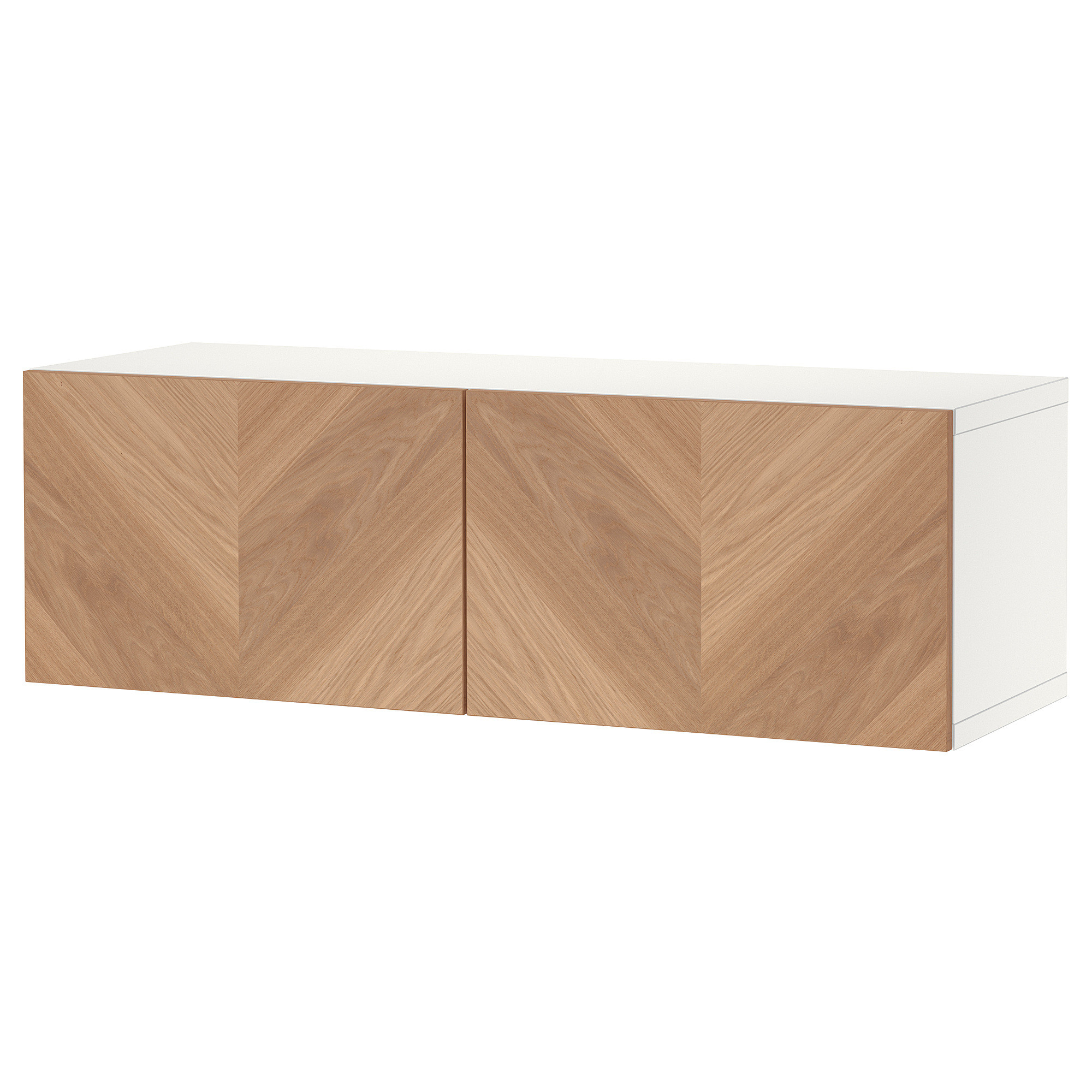 BESTÅ Shelf unit with doors, white/Hedeviken oak veneer, 47 1/4x16 1/2x15 " | IKEA US