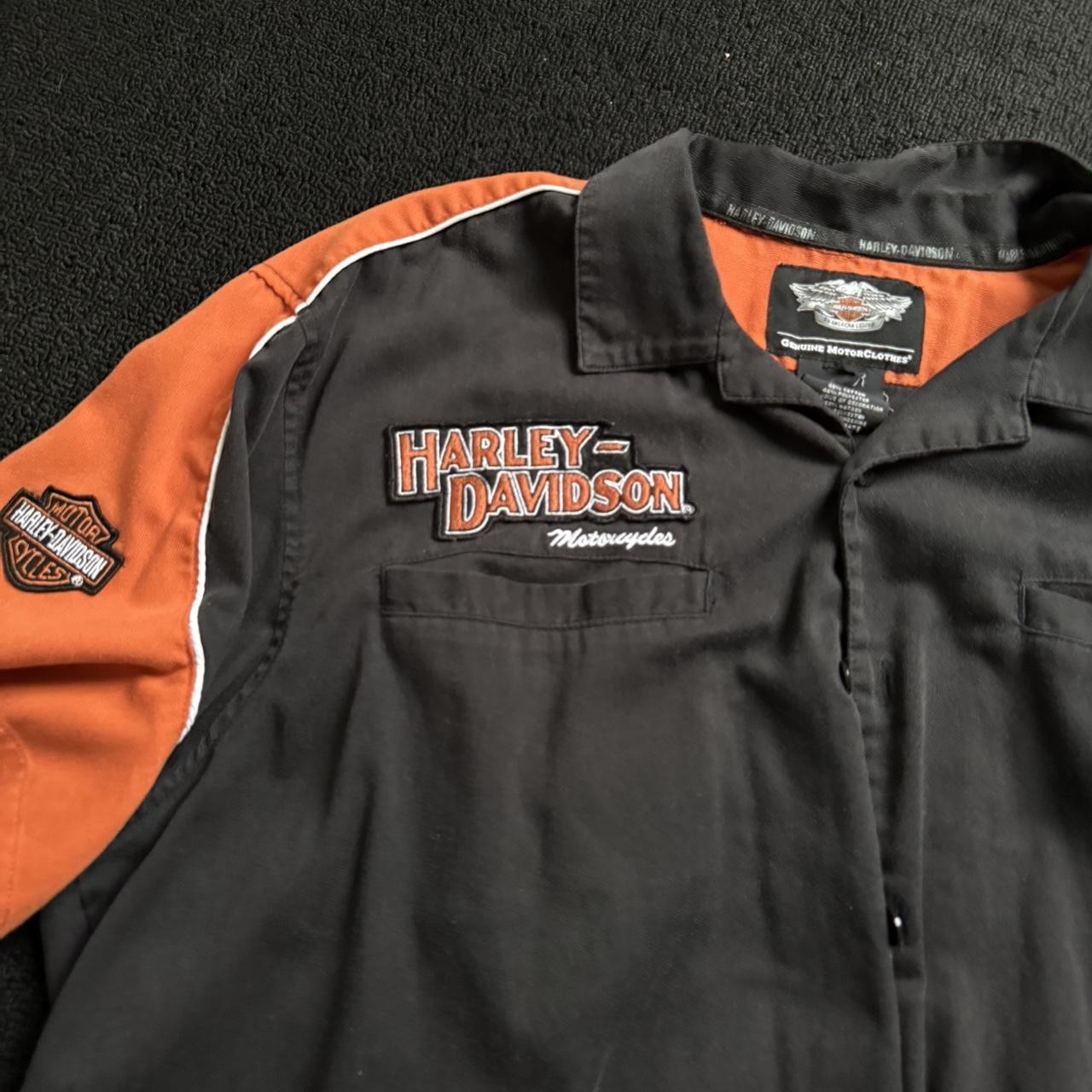 Harley Davidson black button up shirt #biker... | Depop | Depop US