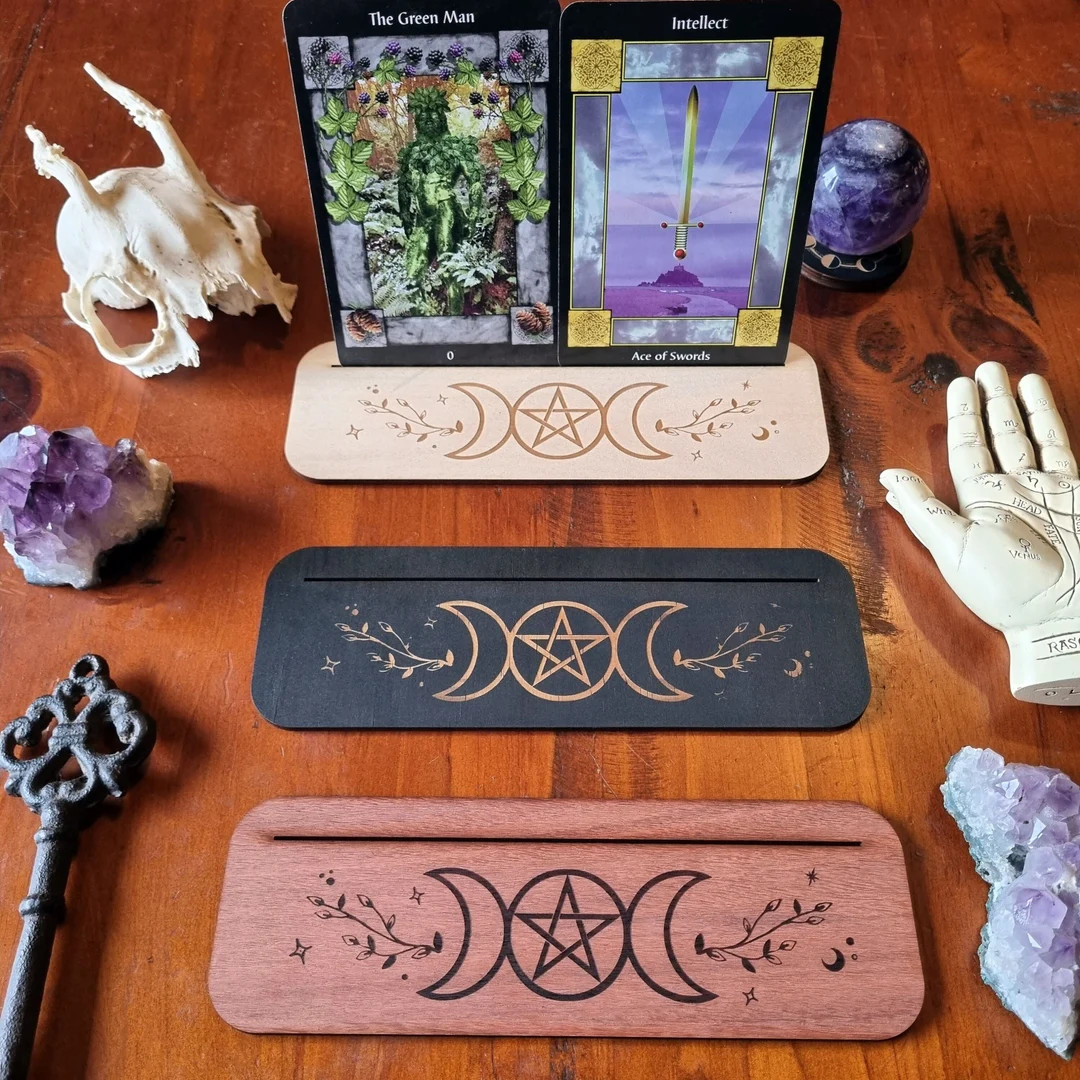 Triple Goddess Tarot Card Stand: Laser Engraved Wood Divination Display - Etsy | Etsy (US)