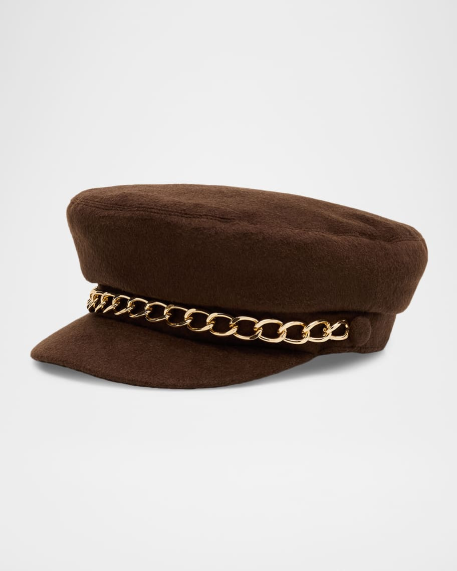Marina Chain-Embellished Newsboy Cap | Neiman Marcus