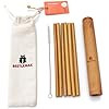Reusable Bamboo Drinking Straws with Bamboo Travel Case & Natural Cotton Storage Bag | Set of 6, ... | Amazon (US)