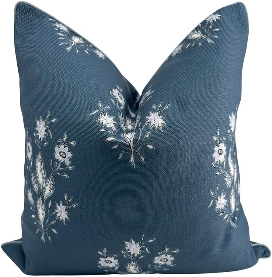 Norfolk Navy Blue Floral Pillow Cover Premium Grandmillennial Pillow Cover Throw Pillow for Home | Amazon (US)