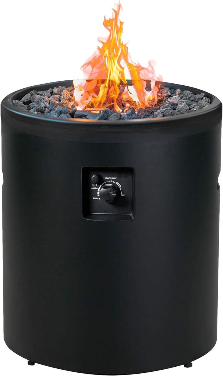 23" Steel 50K BTU Smokeless Propane Gas Fire Pit Round Outdoor Backyard Heating Fireplace for Pat... | Amazon (US)