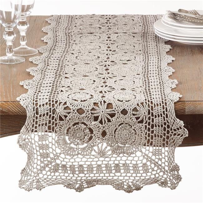 Saro Lifestyle 869.GY1672B 16 x 72 in. Rectangular Handmade Crochet Cotton Lace Table Linens - Gr... | Walmart (US)
