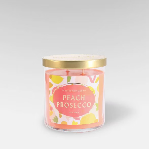 15.1oz Lidded Glass Jar 2-Wick Candle Peach Prosecco - Opalhouse™ | Target