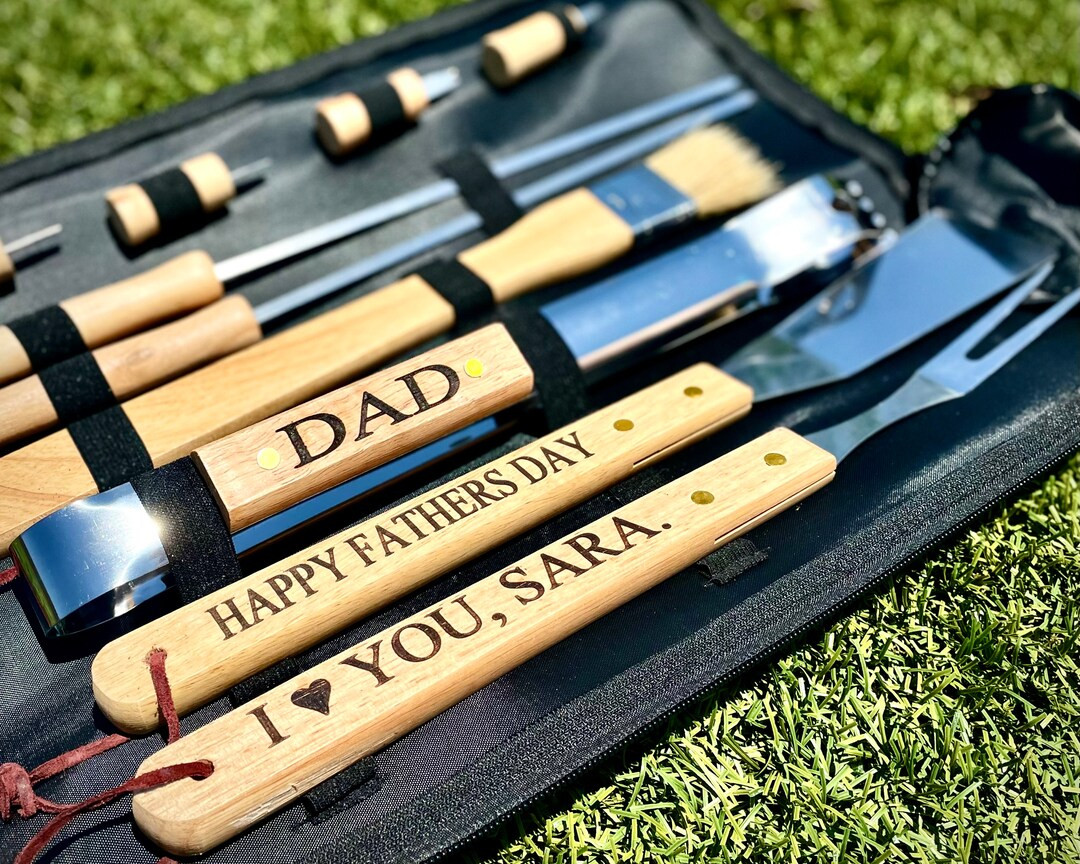 Fathers Day Gift, BBQ Set, Personalized Barbecue Set, Birthday Gift for Dad, Step Dad Fathers Day... | Etsy (US)