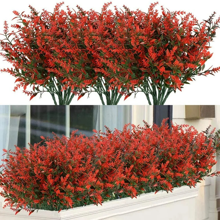 Zukuco 16 Bundles Outdoor Artificial Lavender Fake Flowers UV Resistant Shrubs, Faux Plastic Gree... | Walmart (US)