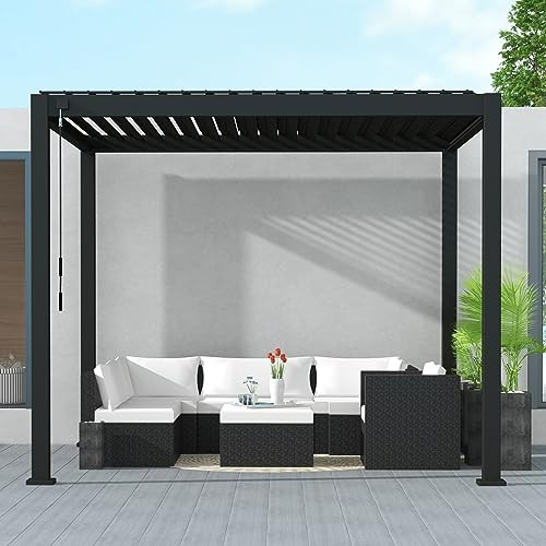 Mirador 111S Louvered Pergola Gazebo, 10Ft x 10Ft, Full Aluminum Frame, Adjustable Roof, Outdoor, Durable, Charcoal | Amazon (US)
