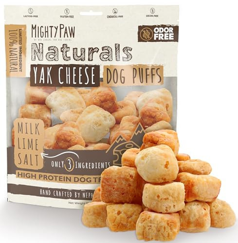 Mighty Paw Yak Cheese Puffs for Dogs - All-Natural Pet Treats for All Sized Breeds - Odorless Limited-Ingredient Chews for Puppies & Power-Chewers - Rich in Protein and Calcium - Easy to Chew (12 oz.) | Amazon (US)