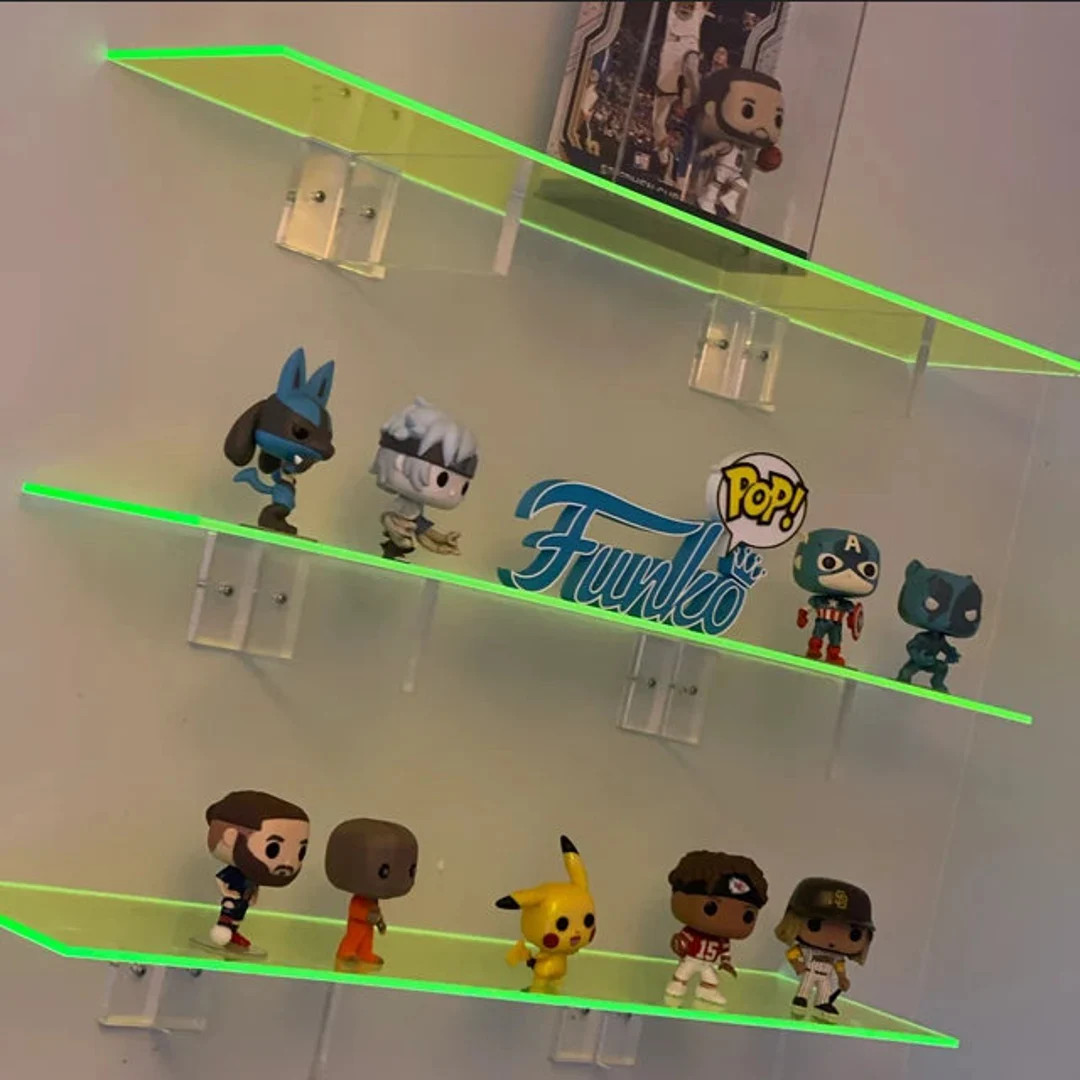 18"l Neon Acrylic Wall Shelf With HEAVY DUTY Acrylic Brackets -8"wide 1/4" Acrylic Custom Sizing ... | Etsy (US)