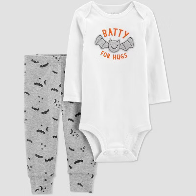 Carter's Just One You® Baby Boys' 'Batty For Hugs' Top and Bottom Set - White/Gray | Target