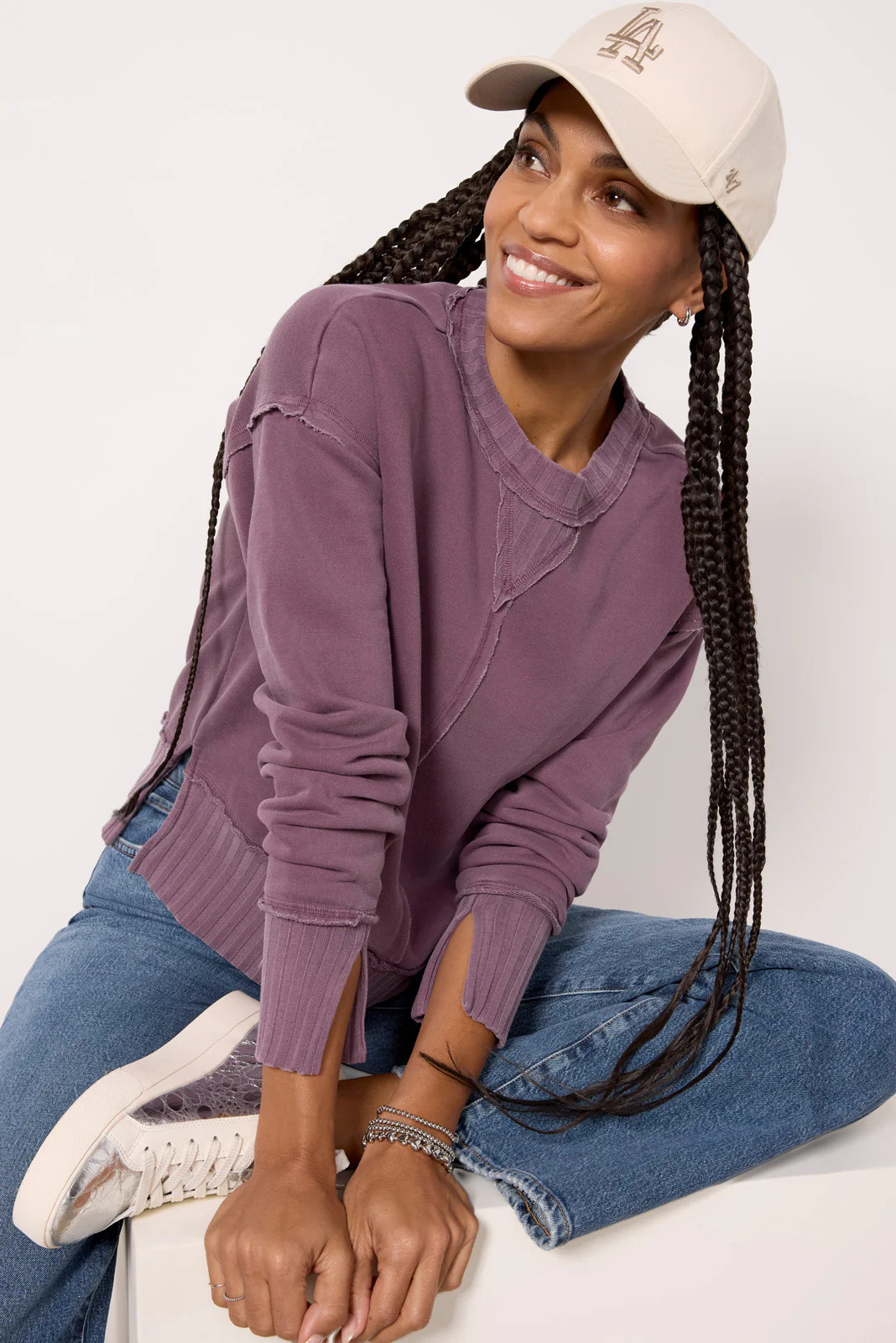 Maeve Rib Trim Sweatshirt | Evereve