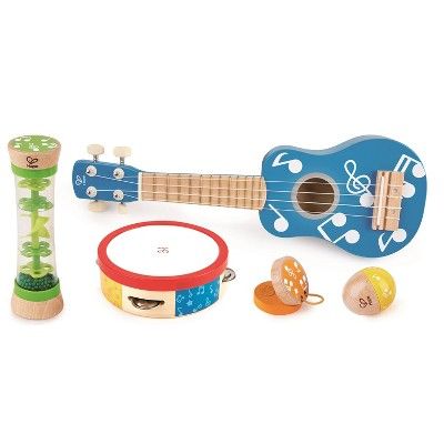 Hape Preschool Toddler Age 3 and Up 5 Piece Wood Plastic Toy Instrument Band Set with Ukuleke, Ta... | Target