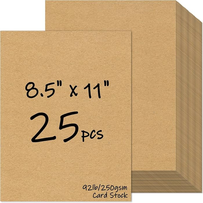 25 Sheets Brown Cardstock 8.5 x 11, 92lb/250gsm Kraft Card Stock Paper, Heavy Cardstock Printer P... | Amazon (US)