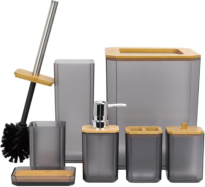 CERBIOR Bathroom Accessories Set 7 Piece Bath Ensemble Includes Soap Dispenser, Toothbrush Holder... | Amazon (US)