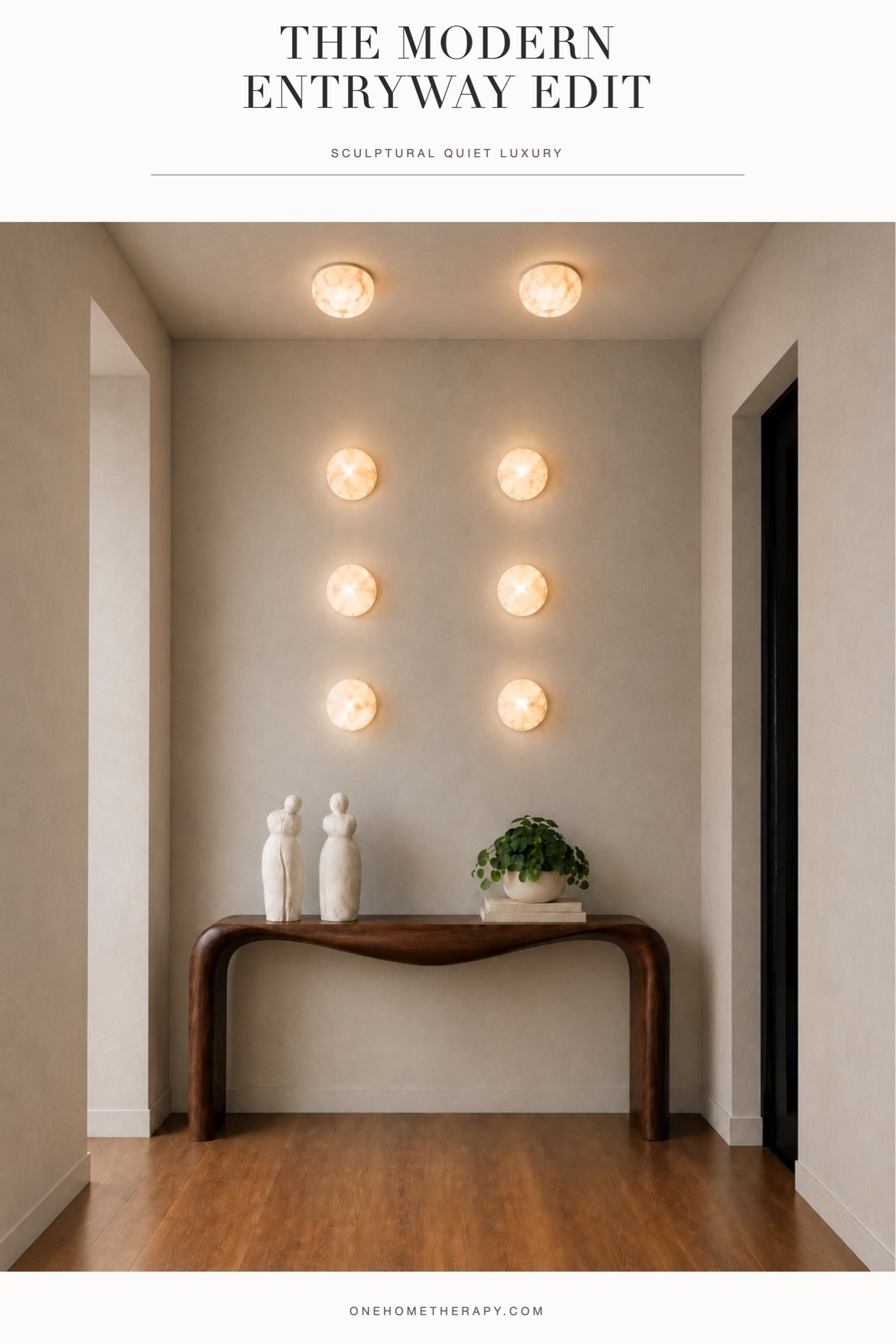 A quiet-luxury entryway with sculptural lighting, warm walnut, and soft mushroom greige. The kind of welcome home moment that feels calm, collected, and effortlessly elevated. ✨
#entrywayinspo #quietluxury #entrywaydecor #interiordesign #homeinspo #neutralhome #moderntraditional #luxuryinteriors #lightingdesign #consoledecor #homefinds #ltkhome

#LTKU #LTKHome #LTKSeasonal