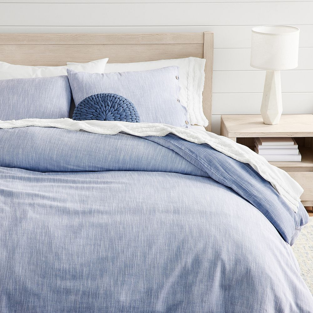 Button Down Chambray Duvet | Pottery Barn Teen