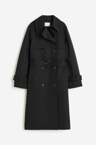 Double-breasted twill trench coat - Black - Ladies | H&M GB | H&M (UK, MY, IN, SG, PH, TW, HK)