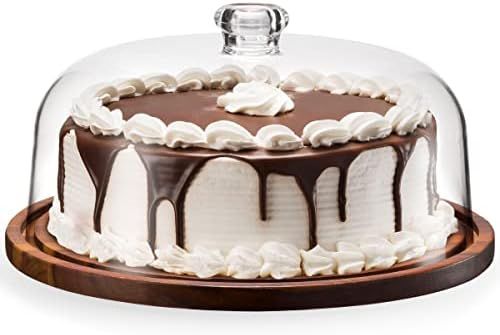 Godinger Cake Stand, Cake Plate Server Platter with Dome, Acaciawood and Shaterproof Acrylic Lid | Amazon (US)