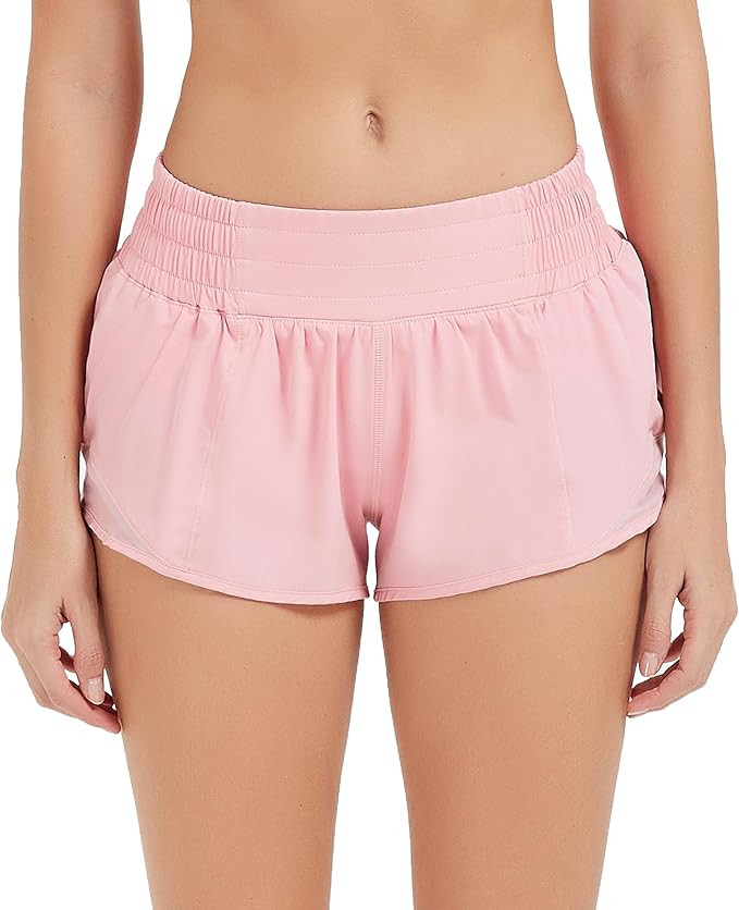 Attifall Women's High Waisted Running Shorts, 2.5" Quick Dry Sport Gym Athletic Shorts with Liner... | Amazon (US)