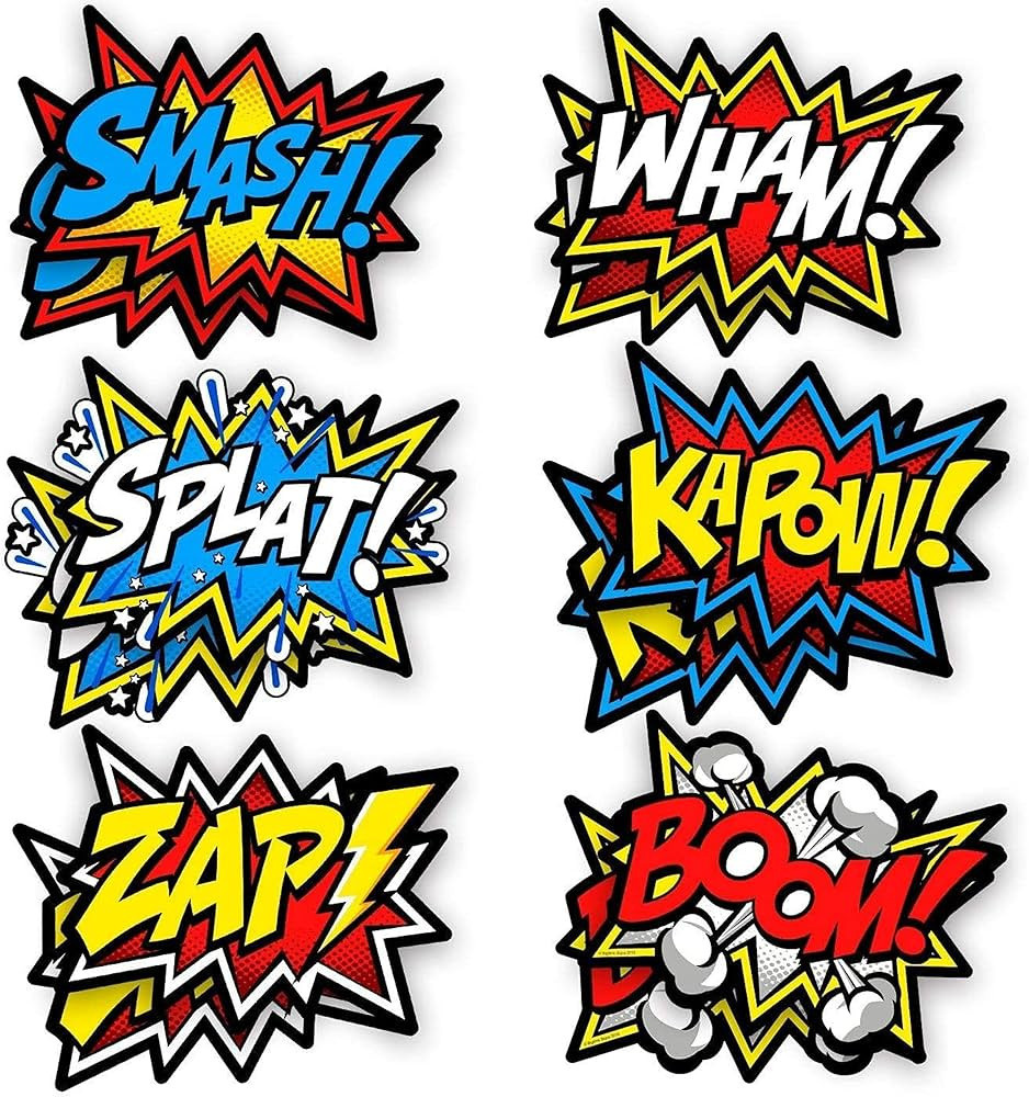 Amazon.com: Bigtime Signs 12 pcs Super Heros Word Cutouts - Superhero Party Favors Birthday Party... | Amazon (US)