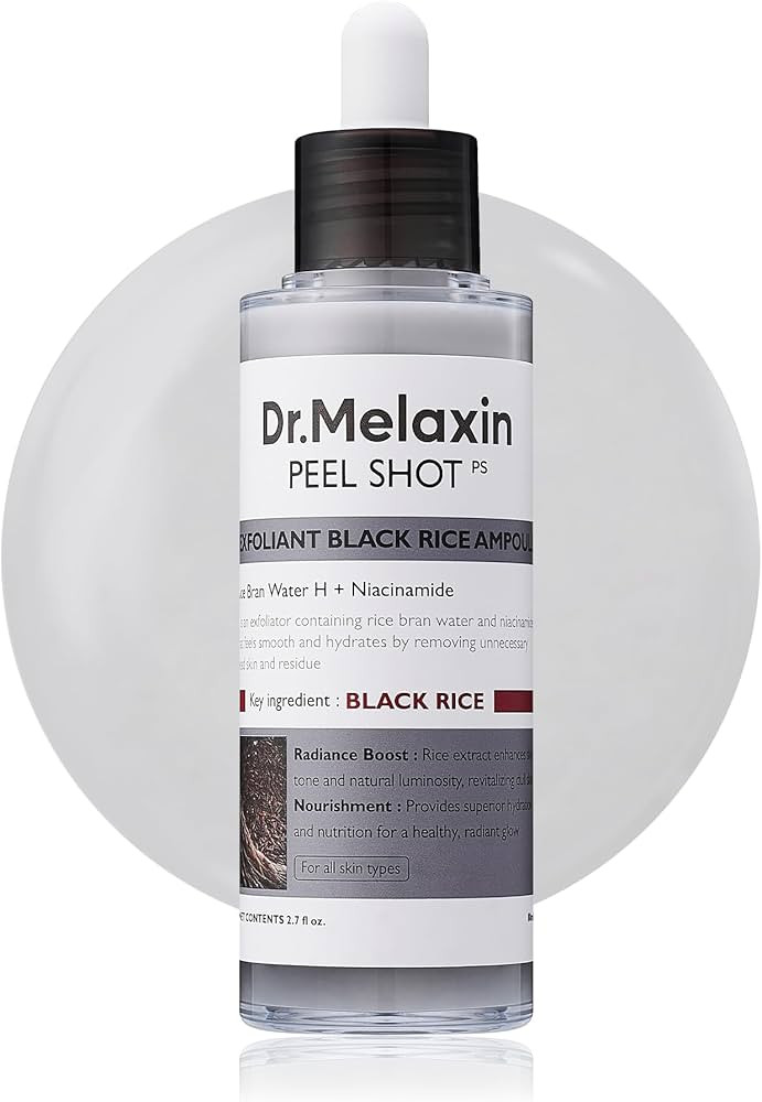 Dr.Melaxin Peel Shot Glow Black Rice Peeling Ampoule 80ml Daily Soft Exfoliating Face and Body Sc... | Amazon (US)