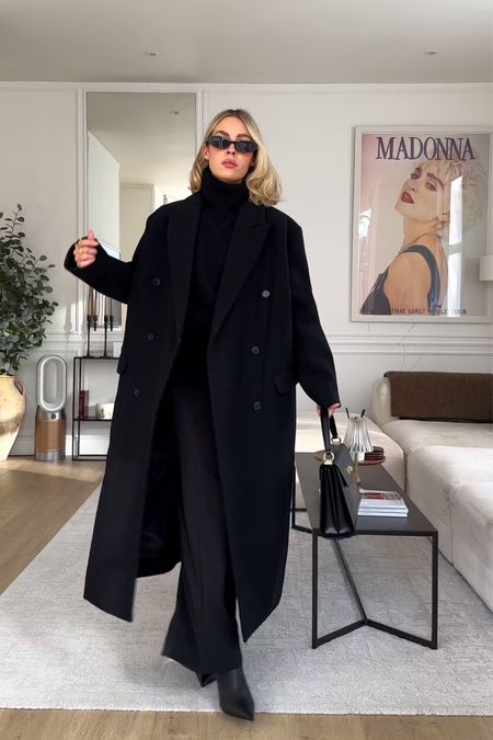 Coat is Weekday Alex; have linked. I got mine in a large but probably should have got a medium. It’s naturally oversized. 
Jumper is Uniqlo. 
Skirt is old Zara.
Bag is linked. 
Sunglasses are linked. 