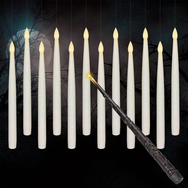 VACUSHOP 12pcs Flameless Taper Floating Candles with Magic Wand Remote, Halloween Christmas Birth... | Walmart (US)