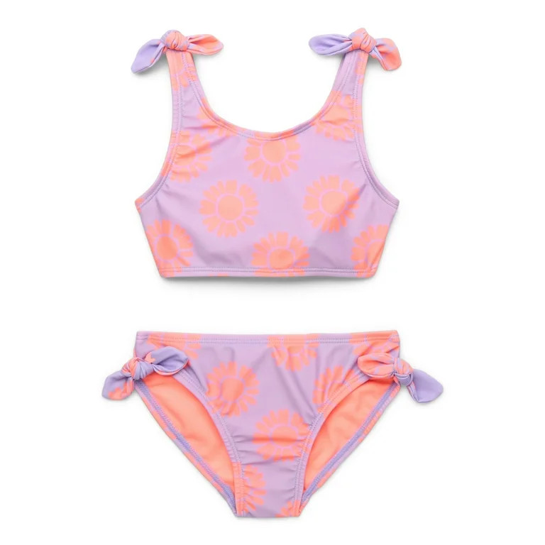 Wonder Nation Girls Everyday Bikini Swimsuit Set with UPF 50+, 2-Piece, Size 4-18 | Walmart (US)