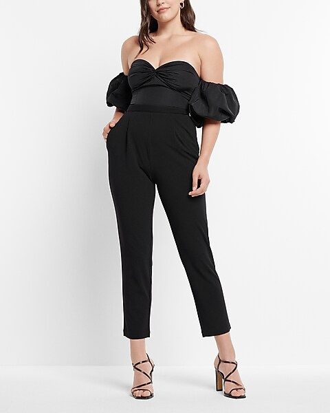 Off The Shoulder Removable Puff Sleeve Jumpsuit | Express