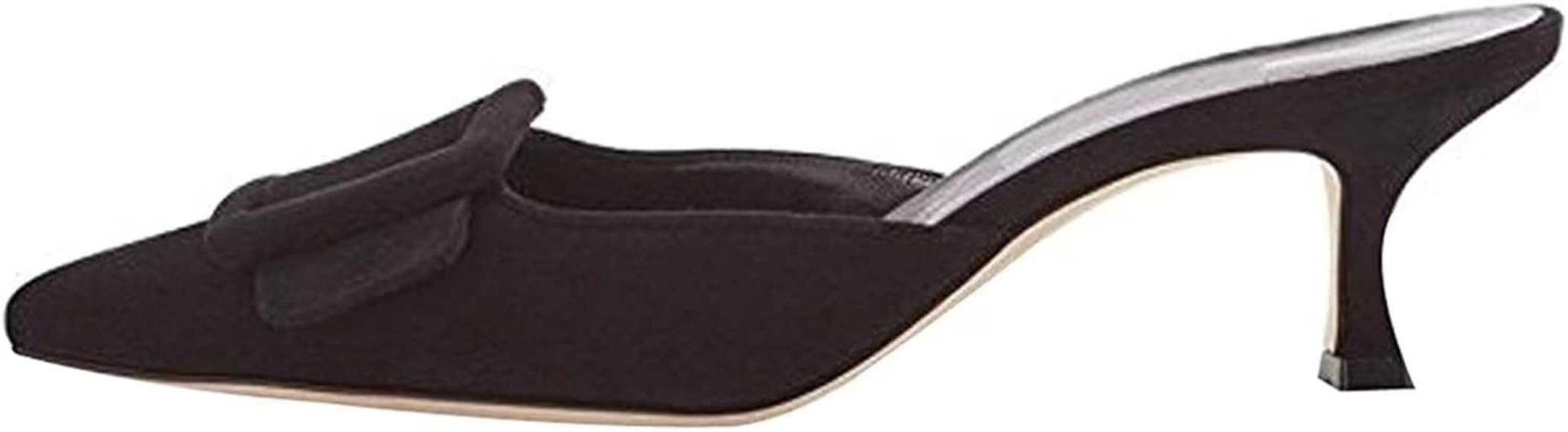 Axellion Mule Slipper for Women, Woman's Buckle Mule Slipper Kitten Heel Mules Pointed Toe Slides Kn | Amazon (US)