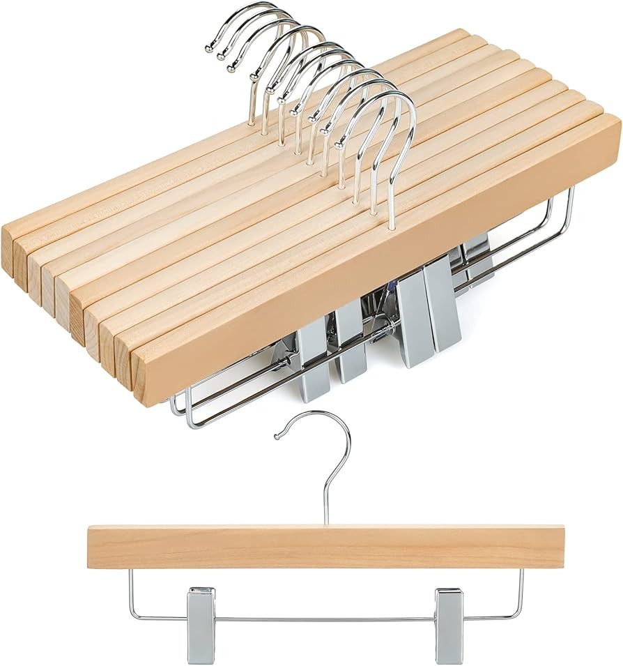 TOPIA HANGER 11.8'' Unfinished/Natural Wooden Pants Skirt Hangers for Kids Baby Toddler Children,... | Amazon (US)