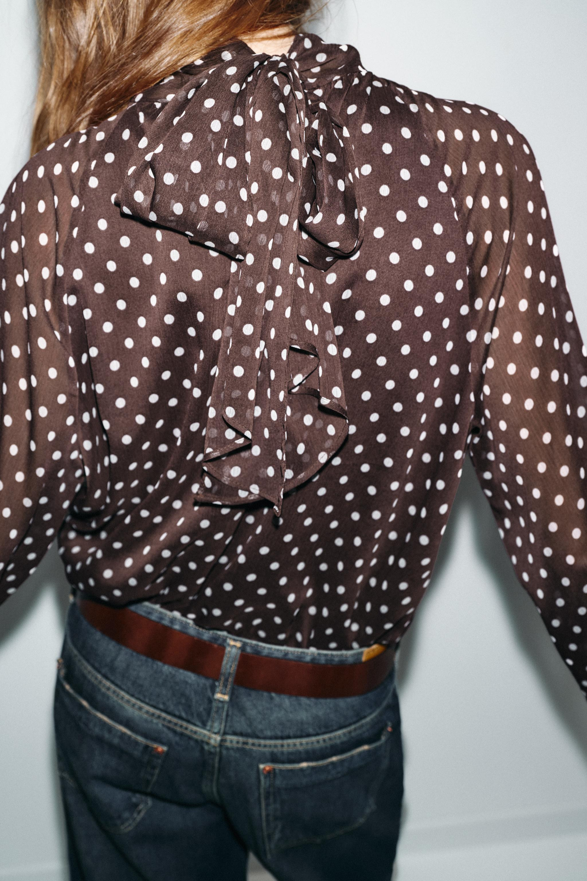 POLKA DOT BLOUSE WITH BOW | Zara US