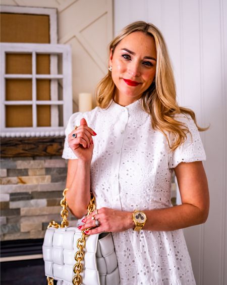 White midi dress for Spring and Summer with gold accessories  

#LTKover40 #LTKstyletip #LTKmidsize