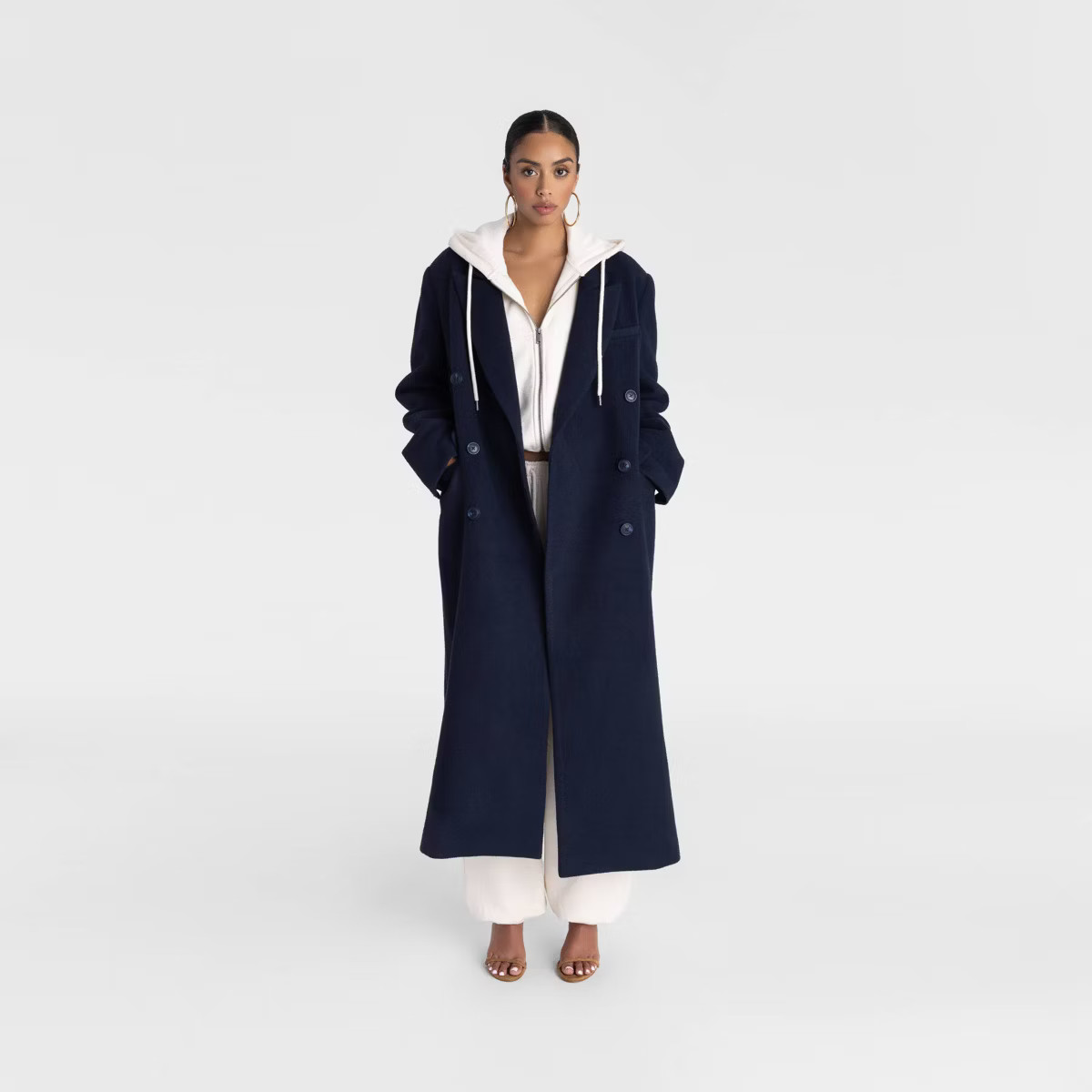 KBB by KAHLANA Women's 'The Maxi Coat' - Navy Blue | Target