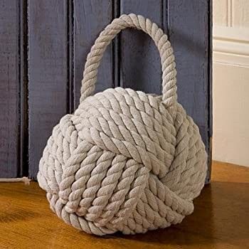 Creative Co-Op Nautical Rope Knot Cotton Door Stop, Ivory | Amazon (US)