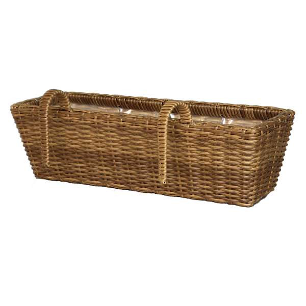 Polyrattan Outdoor Hanging Basket with Liner, Large | At Home