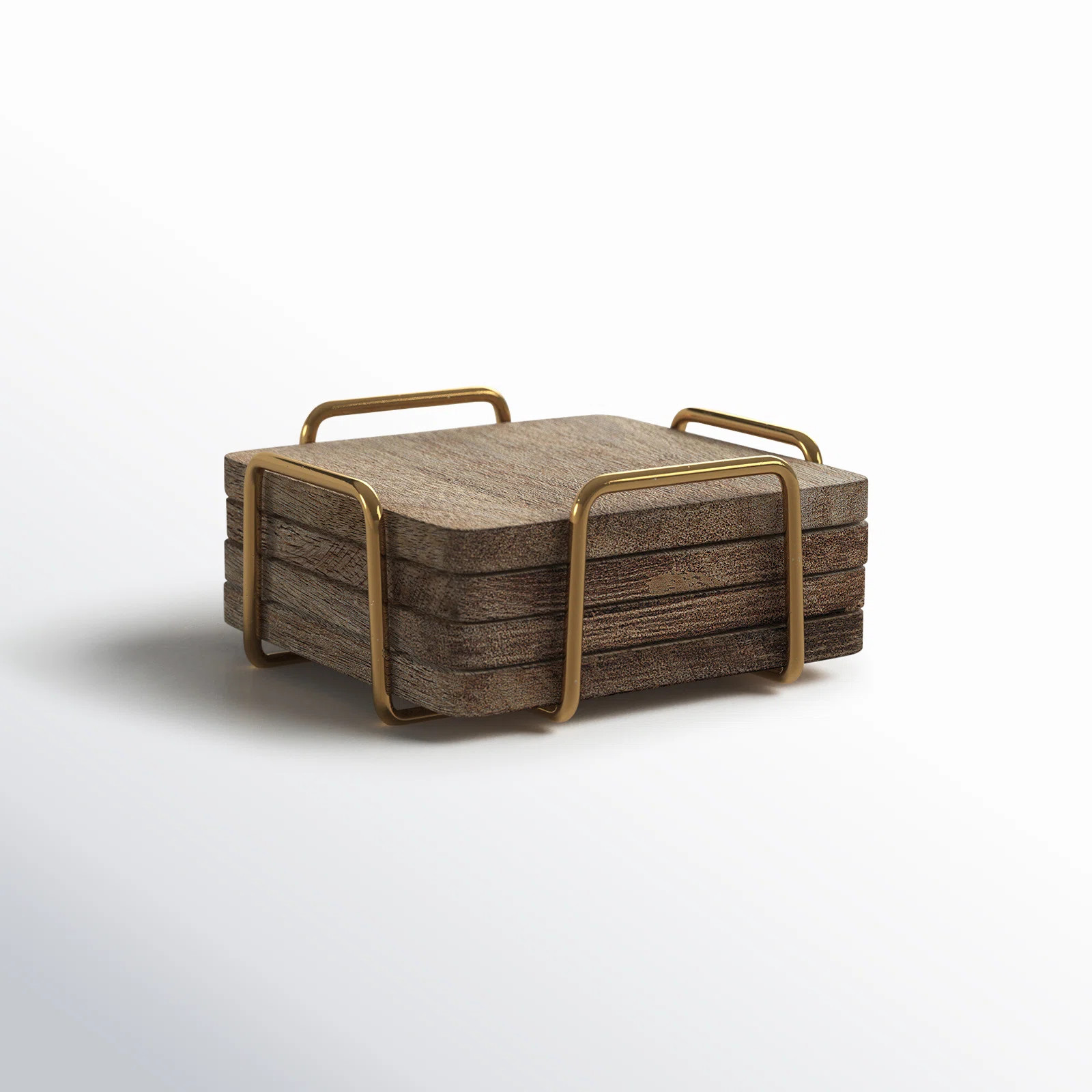 Wallis Godinger Wooden Coaster Set with Holder (Set of 4) | Joss & Main