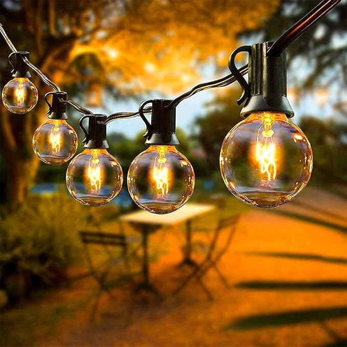 Outdoor String Lights 60Feet(30Ft*2) Patio Lights with 64 G40 Edison Glass Bulbs(4 Spare) Globe H... | Amazon (US)