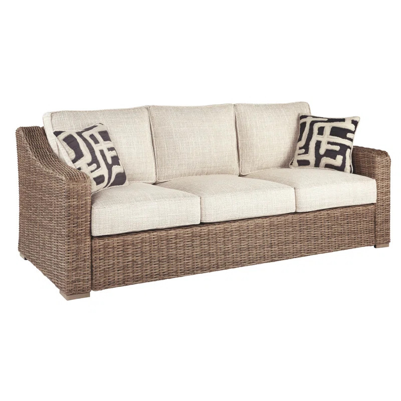 Danny 82.75'' Wide Outdoor Wicker Patio Sofa with Cushions | Wayfair Professional