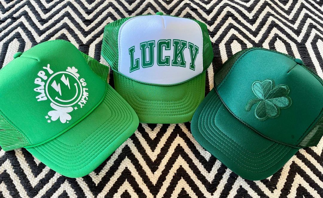 HappyGoLucky Trucker, St. Patrick’s Day hat, Lucky hat, Trucker hat, Trendy a trucker Hat, Happ... | Etsy (US)