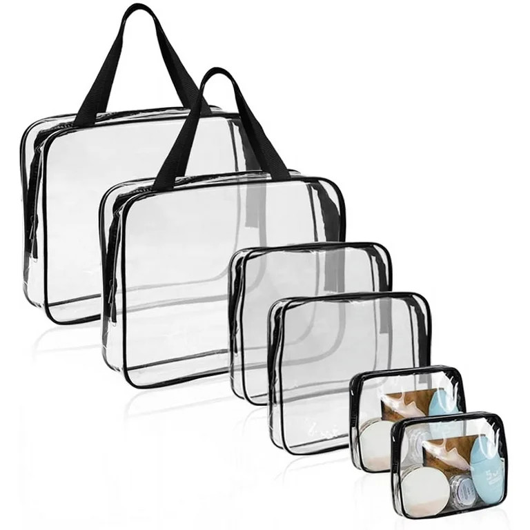 STONCEL 6 Pcs Clear Makeup Bags, Cosmetic Bags, Waterproof PVC Toiletry Bag Set with Zipper, Hand... | Walmart (US)