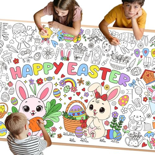 Easter Coloring Tablecloth - 71 x 31.5 Inches Large Coloring Poster, Easter Party Decorations - Crafts, Games, Basket Stuffers, Classroom Activities | Amazon (US)