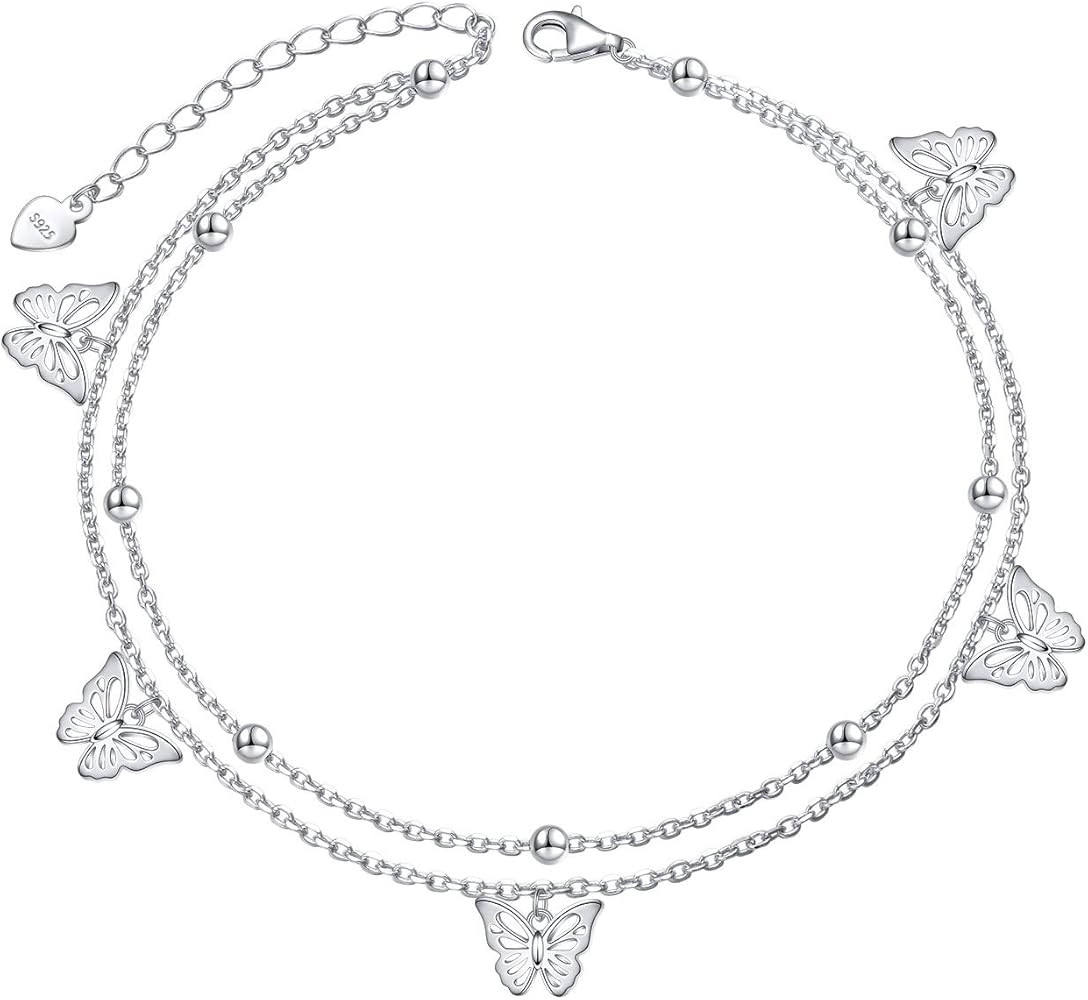 Anklet for Women S925 Sterling Silver Adjustable Foot Ankle Bracelet | Amazon (US)