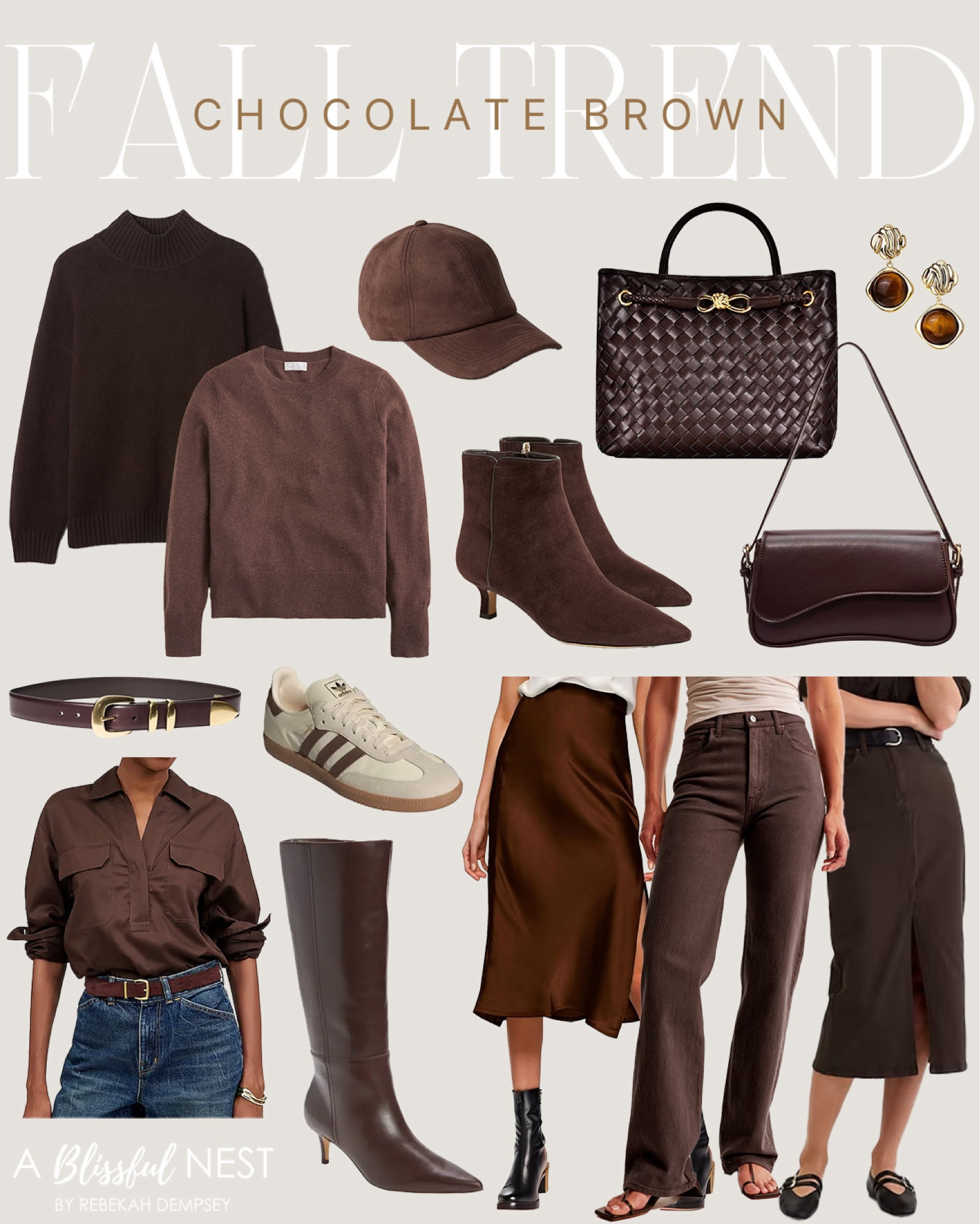 Trending for fall: luxe shades of chocolate brown!

#fallstyle

Fall style. Trending fashion for fall. Luxe brown fall fashion. Brown satin slip skirt. Brown denim. Brown sweater. Brown designer inspired handbag. Brown suede boots. Brown knee high boots. Brown fall style. Neutral fall style  

#LTKFindsUnder100 #LTKStyleTip #LTKSeasonal