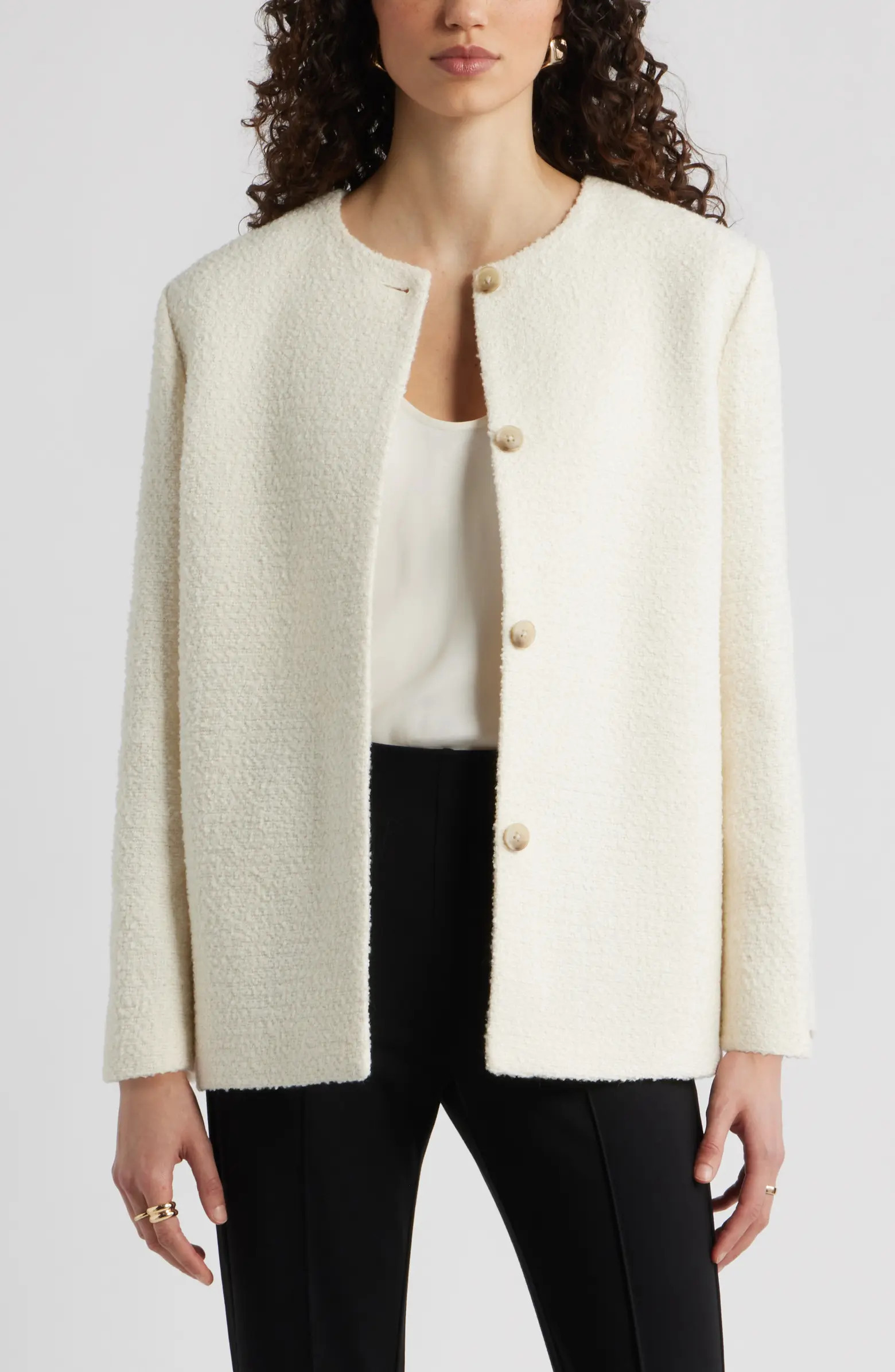 Collarless Pleat Back Jacket | Nordstrom